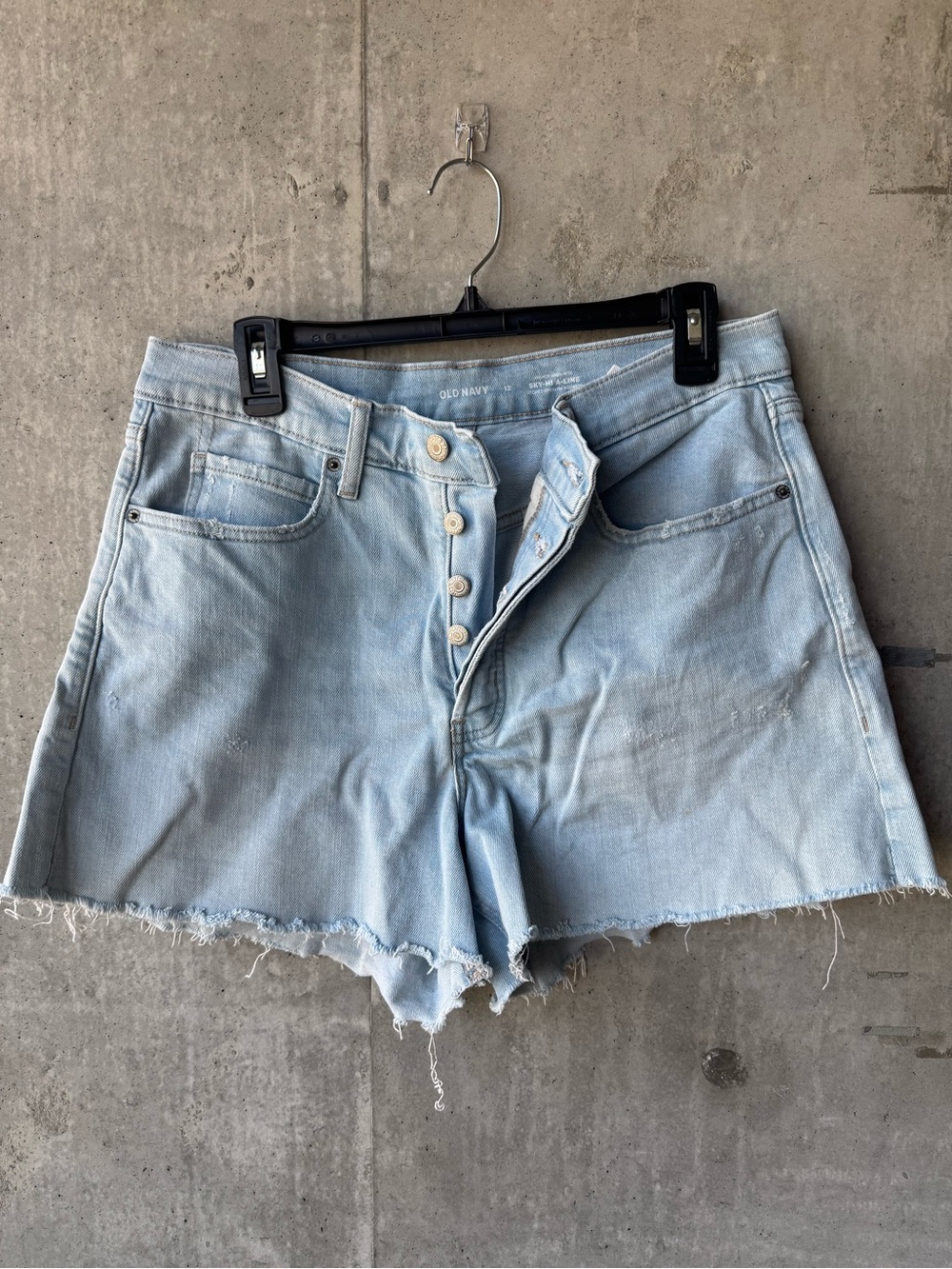Old Navy Sky-Hi A-line Light Blue Denim Button-Front Shorts
